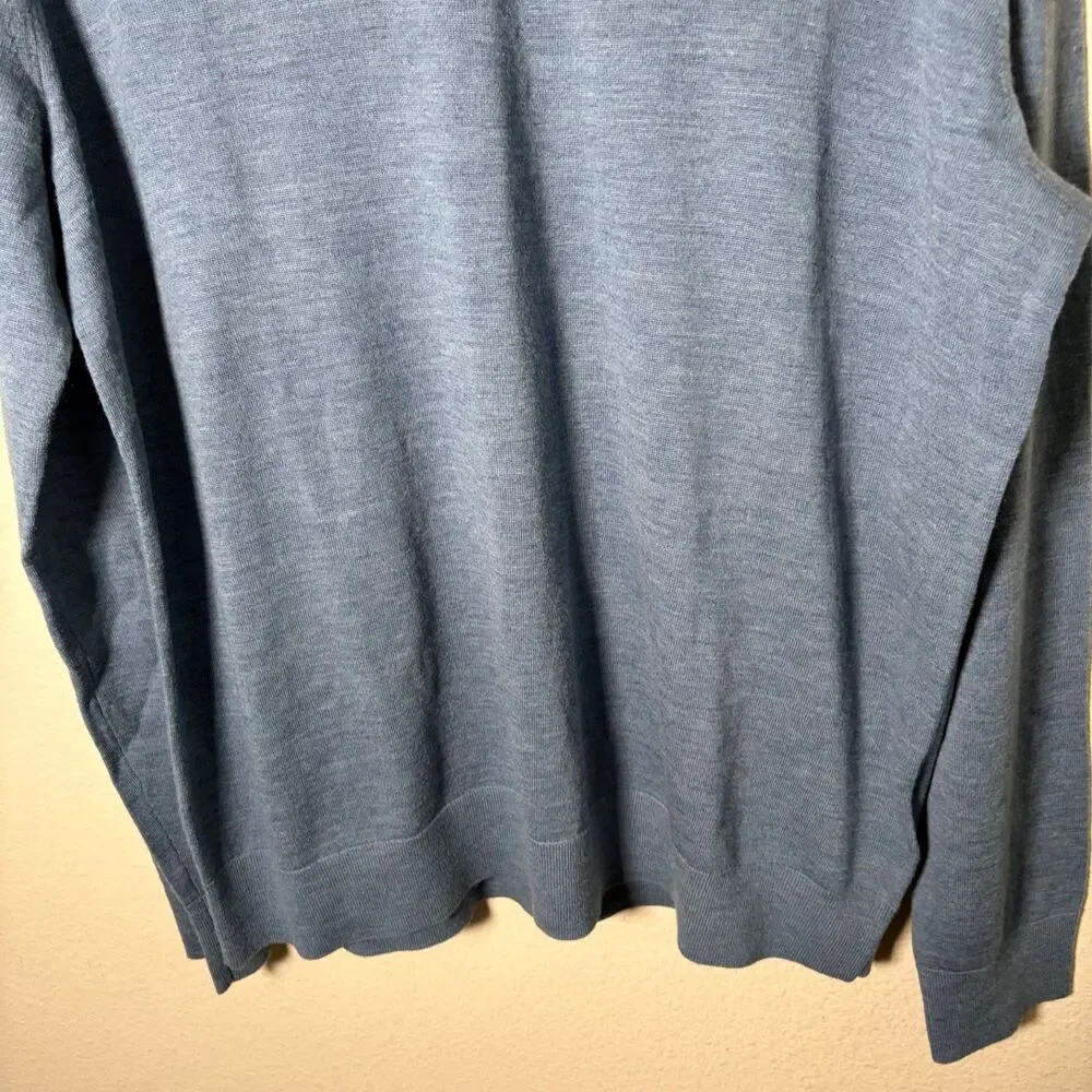 Banana Republic Sweater Men's XL Blue Merino Extra Fine Wool Pullover Knit